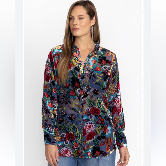 Johnny was MINTO BURNOUT YRENE BLOUSE - Picture 2 of 7